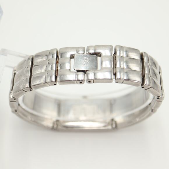 Vintage ESQ Womens Silver Tone 18mm Black Tank Watch 6.5" Bracelet w New Battery - Picture 10 of 12